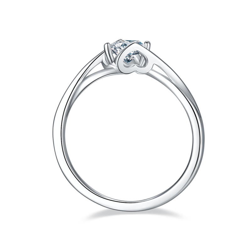 扭臂天使之吻S925银镀白金MoissaniteWomen's Ring50分D级